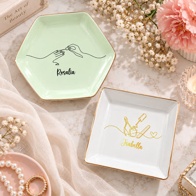 Nail Artist Custom Name Gifts For Her - Personalized Jewelry Dish
