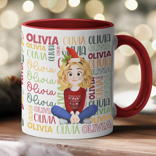 Name Christmas Color - Personalized Accent Mug