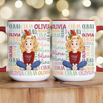 Name Christmas Color - Personalized Accent Mug