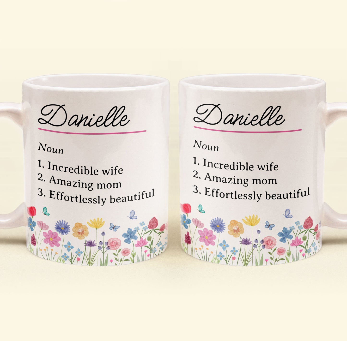 Name Definition With Feminine Wildflower - Personalized Mug