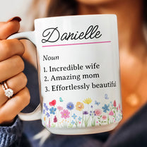 Name Definition With Feminine Wildflower - Personalized Mug