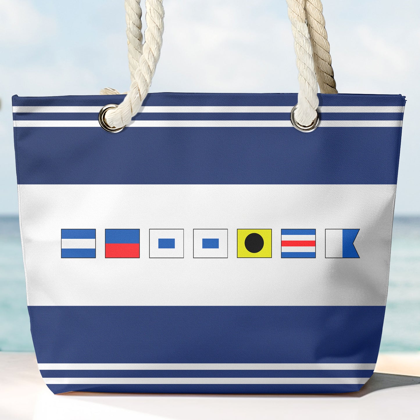 Name In Nautical Flags - Personalized Beach Bag