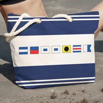 Name In Nautical Flags - Personalized Beach Bag