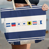 Name In Nautical Flags - Personalized Beach Bag