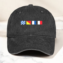 Name In Nautical Flags - Personalized Distressed Denim Cap