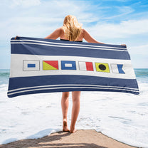 Name In Nautical Flags - Personalized Quick-Dry Beach Towel