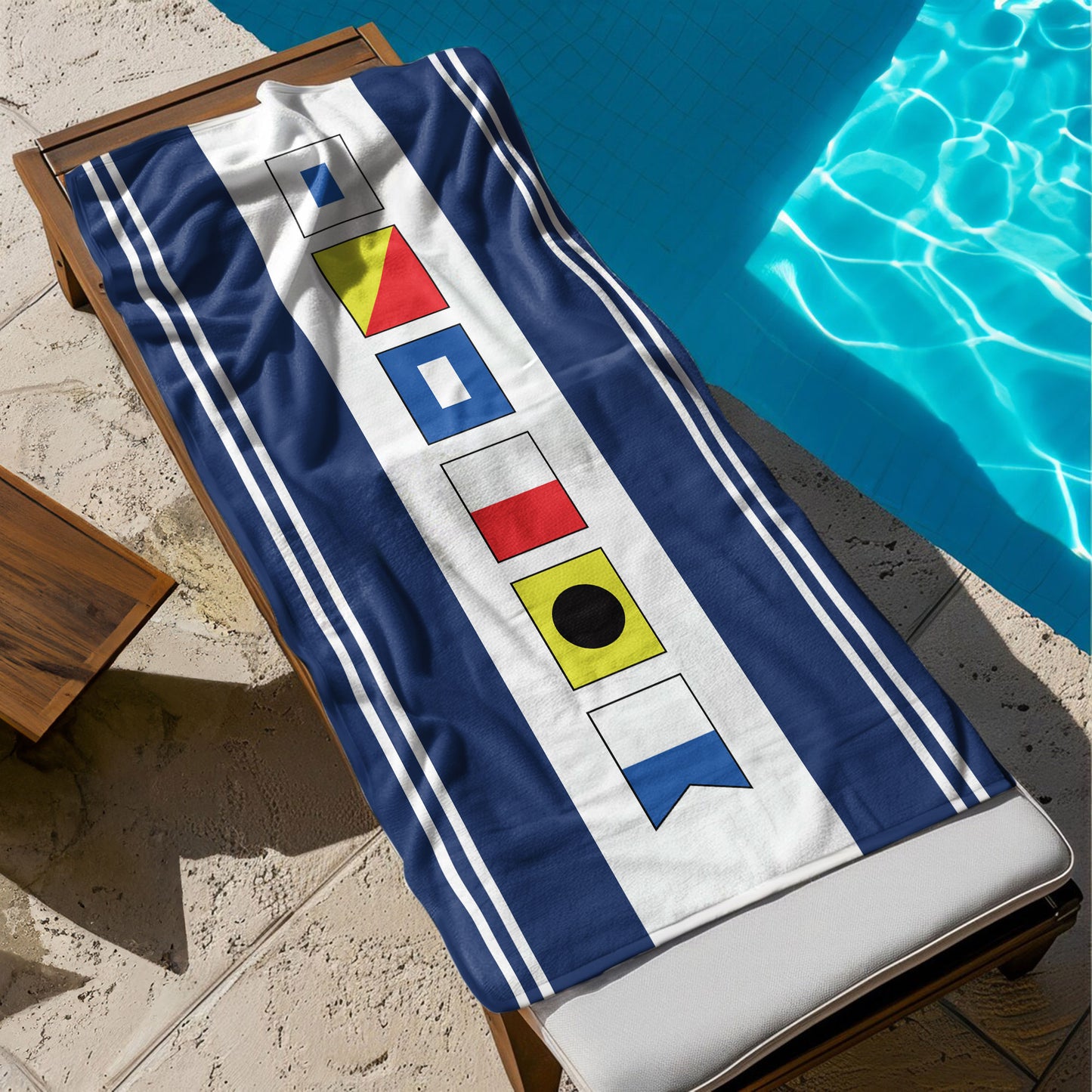 Name In Nautical Flags - Personalized Quick-Dry Beach Towel