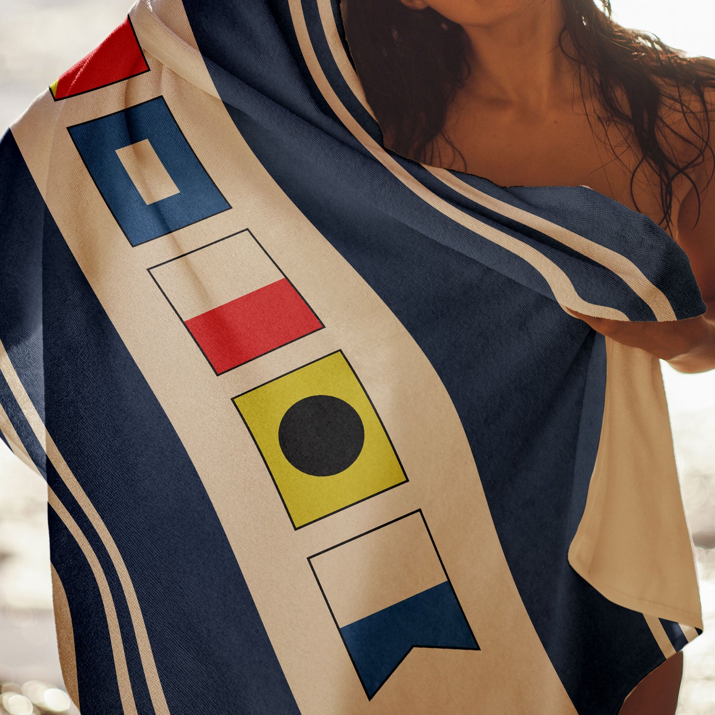 Name In Nautical Flags - Personalized Quick-Dry Beach Towel