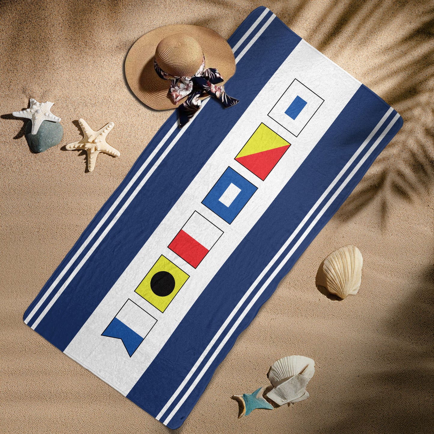 Name In Nautical Flags - Personalized Quick-Dry Beach Towel