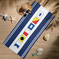 Name In Nautical Flags - Personalized Quick-Dry Beach Towel