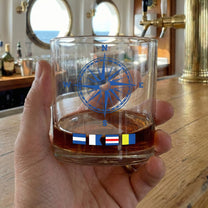 Name In Nautical Flags, Sailor, Anchor Compass Life - Personalized Whiskey Glass