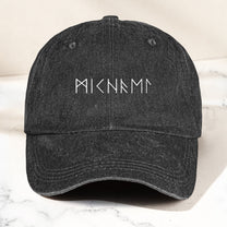 Name In Runes Viking - Personalized Distressed Denim Cap