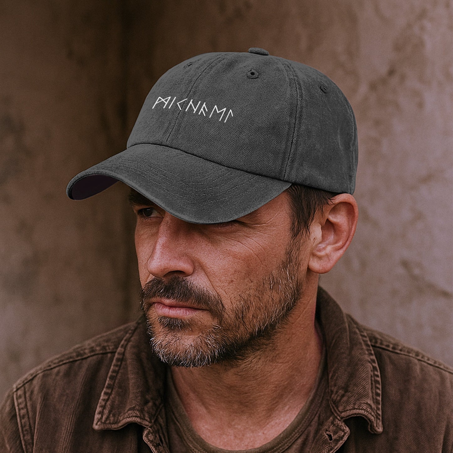 Name In Runes Viking - Personalized Distressed Denim Cap