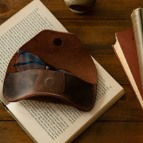 Name In Runes Viking - Personalized Leather Glasses Case