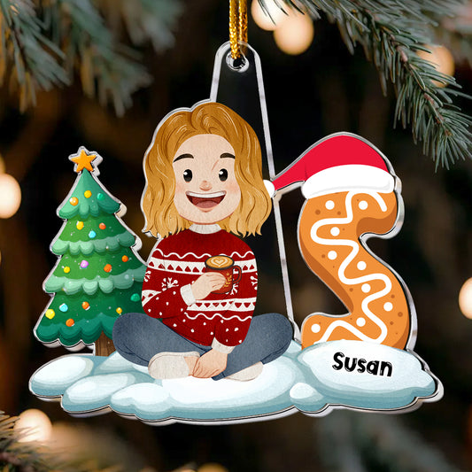 Name Letter Christmas Kid - Personalized Acrylic Ornament