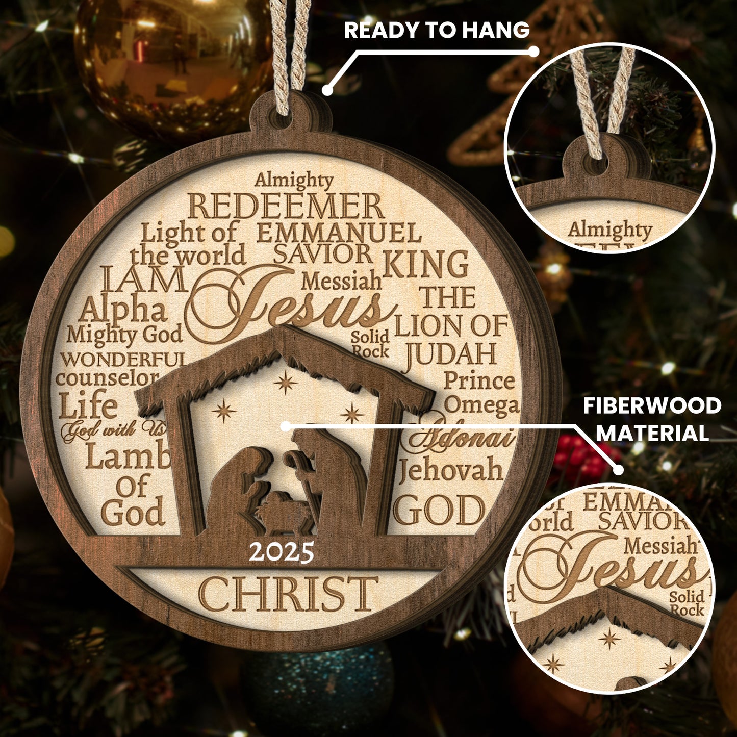 Names Of Jesus/God/Christ - Wooden Ornament
