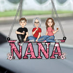 Nana - Children, Sitting Together - Personalized Rear View Mirror Accessory