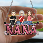 Nana - Children, Sitting Together - Personalized Rear View Mirror Accessory