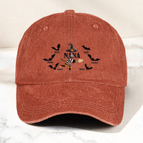 Nana Life - Halloween Witch With Custom Kids Names - Personalized Distressed Denim Cap