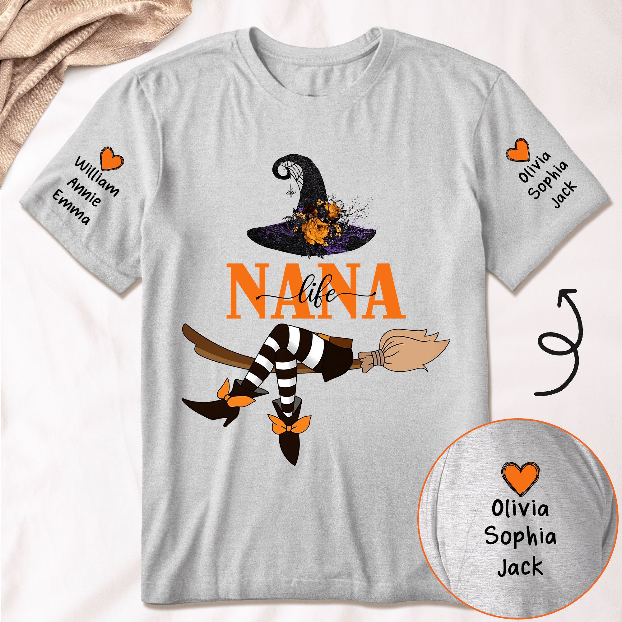 Nana Life Witch - Halloween Gift With Custom Kids Names - Personalized Shirt