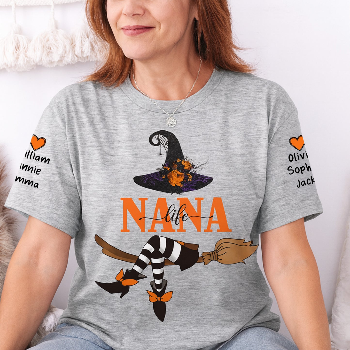 Nana Life Witch - Halloween Gift With Custom Kids Names - Personalized Shirt