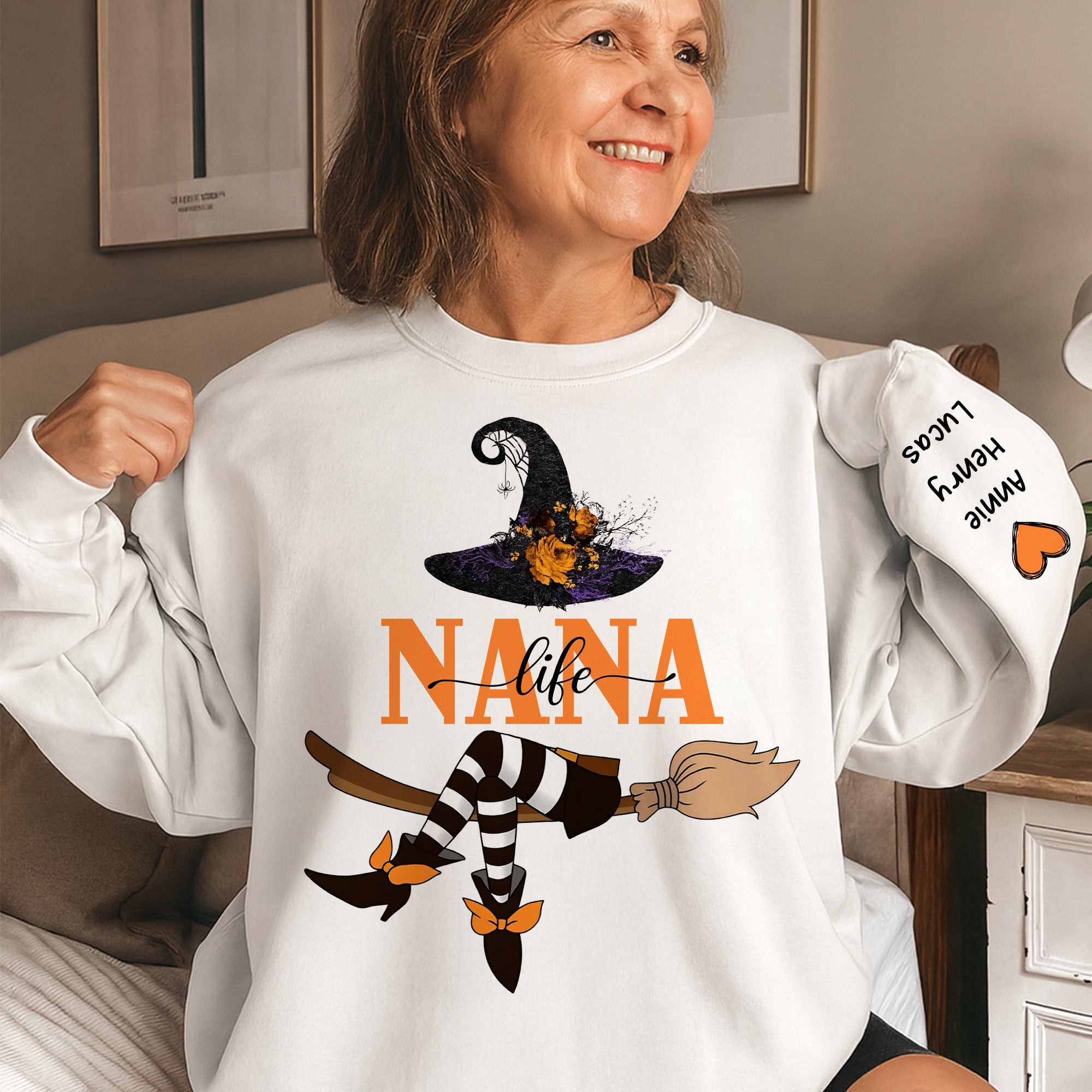 Nana Life Witch - Halloween Gift With Custom Kids Names - Personalized Sweatshirt
