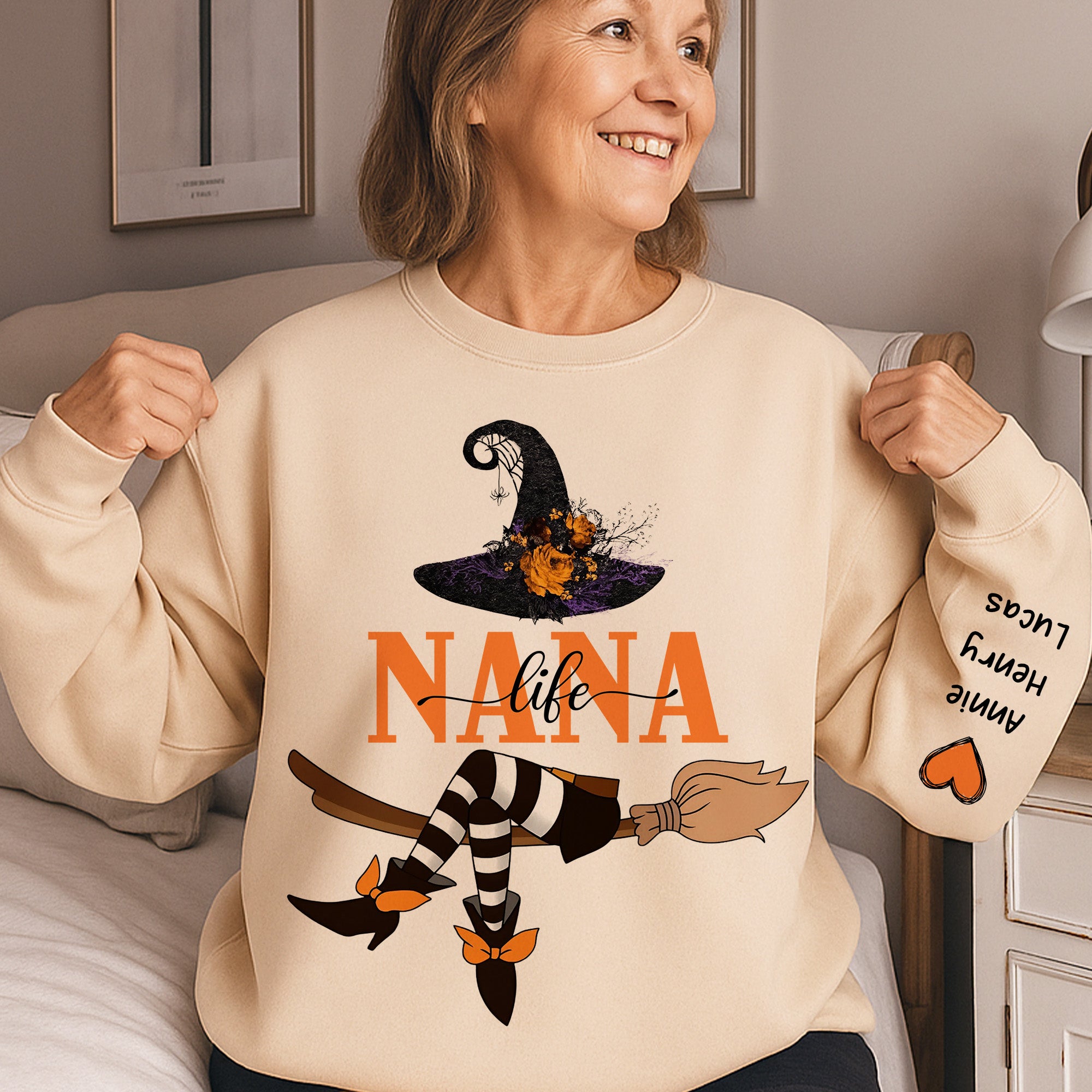 Nana Life Witch - Halloween Gift With Custom Kids Names - Personalized Sweatshirt