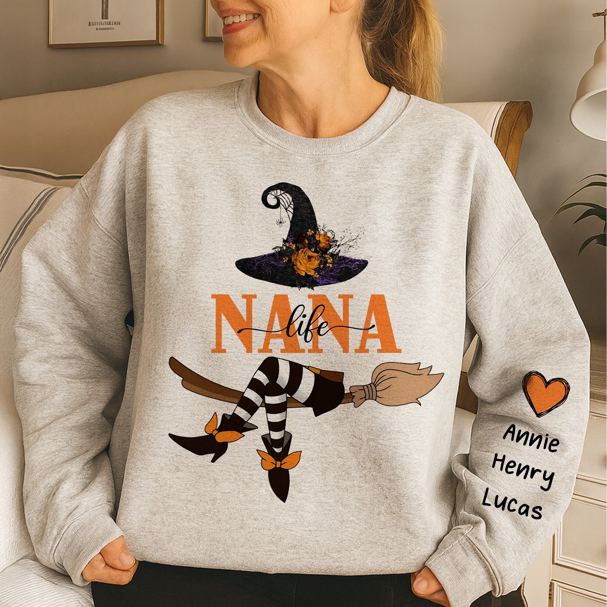 Nana Life Witch - Halloween Gift With Custom Kids Names - Personalized Sweatshirt