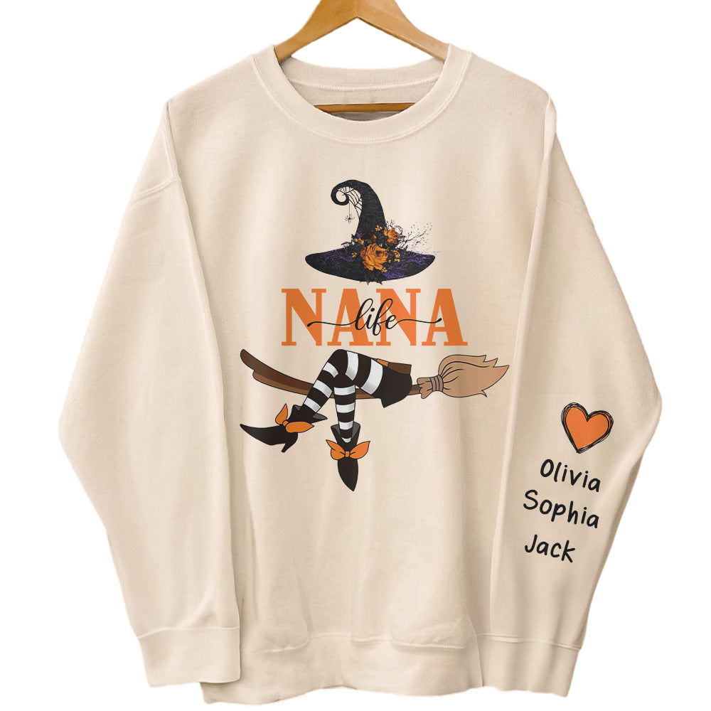 Nana Life Witch - Halloween Gift With Custom Kids Names - Personalized Sweatshirt