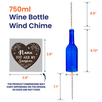Nana You Are My Sunshine Kids Grandkids Names - Personalized Wine Bottle Wind Chime