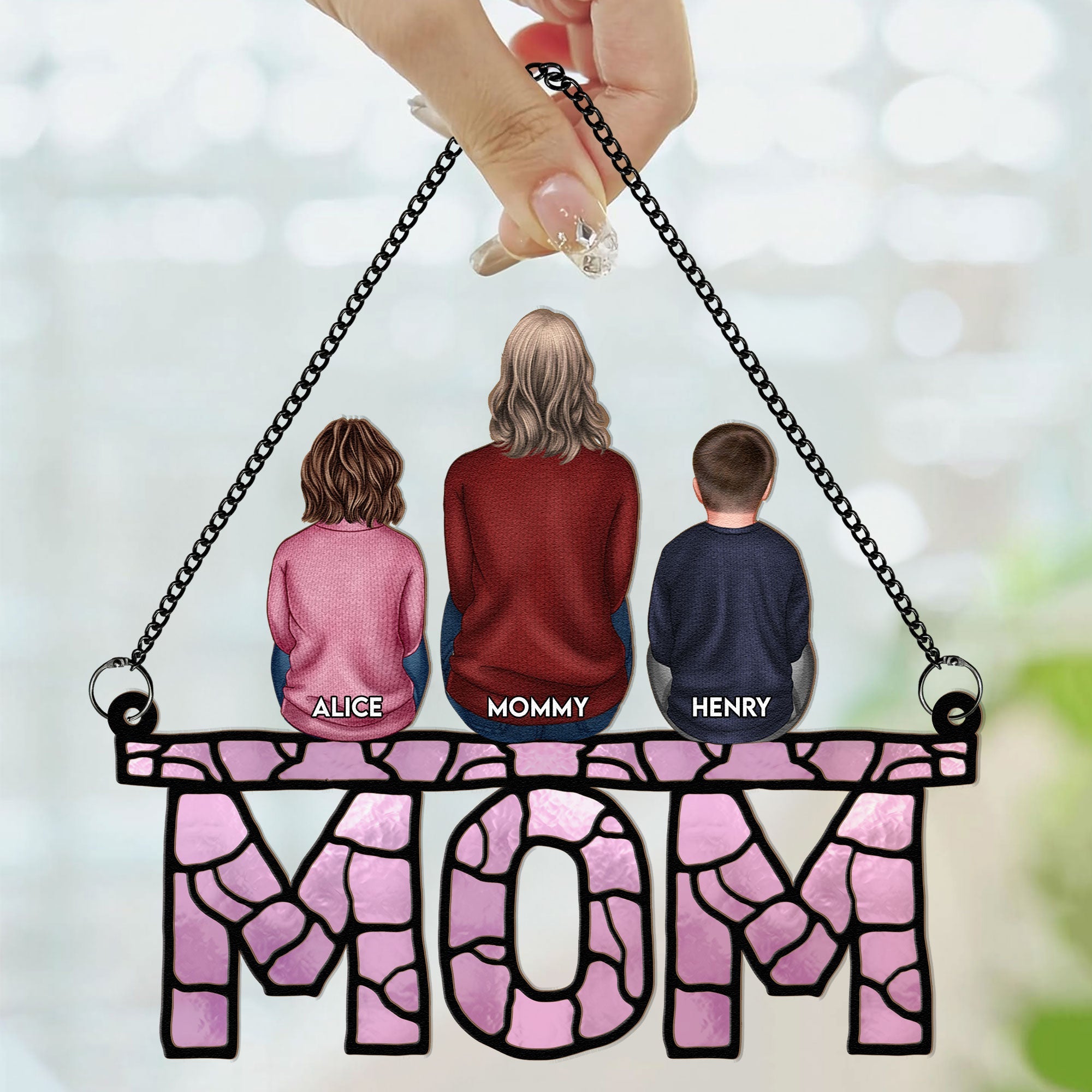 Mom & Children - Personalized Window Hanging Suncatcher Ornament
