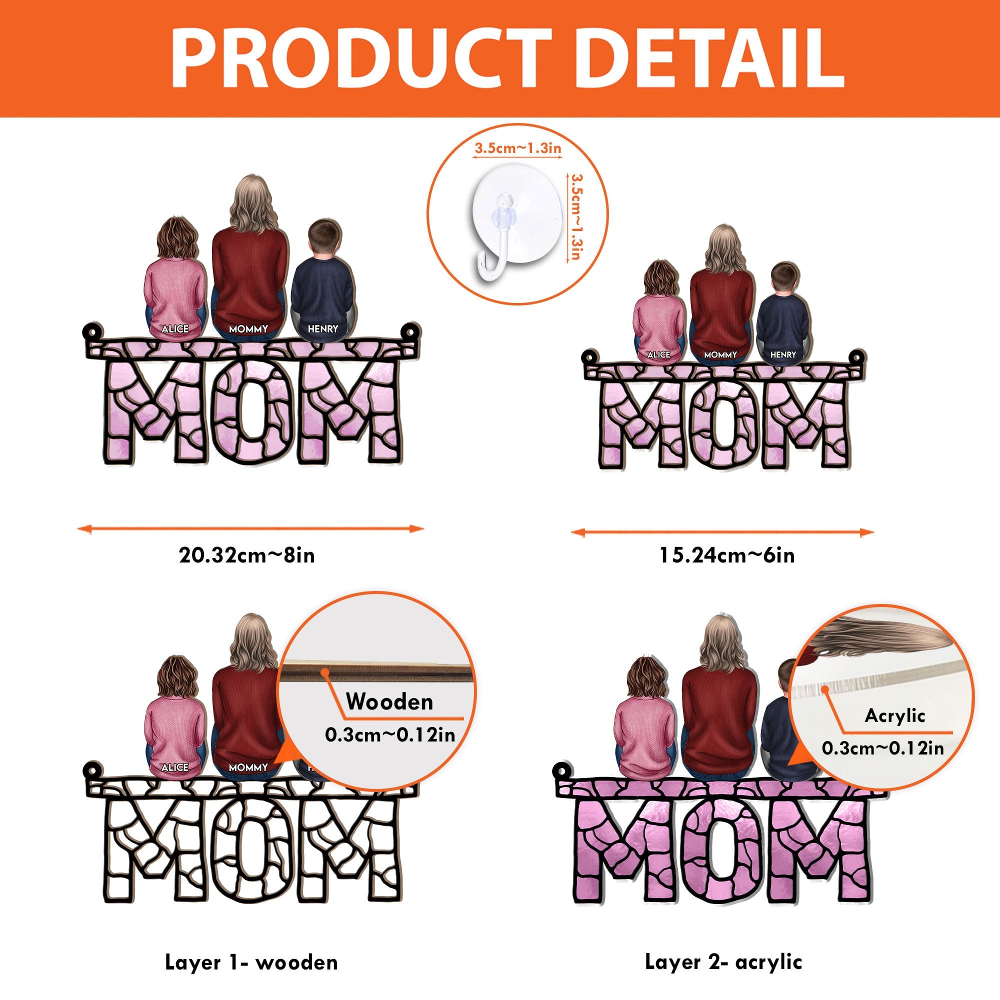 Mom & Children - Personalized Window Hanging Suncatcher Ornament – Macorner