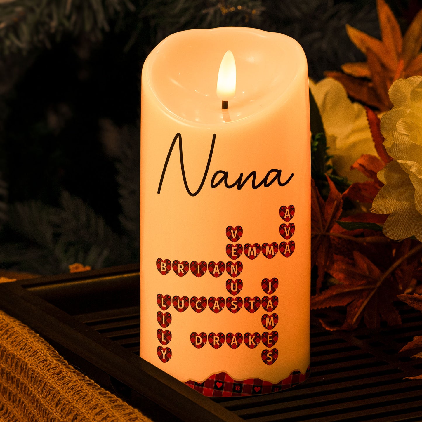 Nana, Mom, Family Together Scrabble Name - Personalized LED Candle