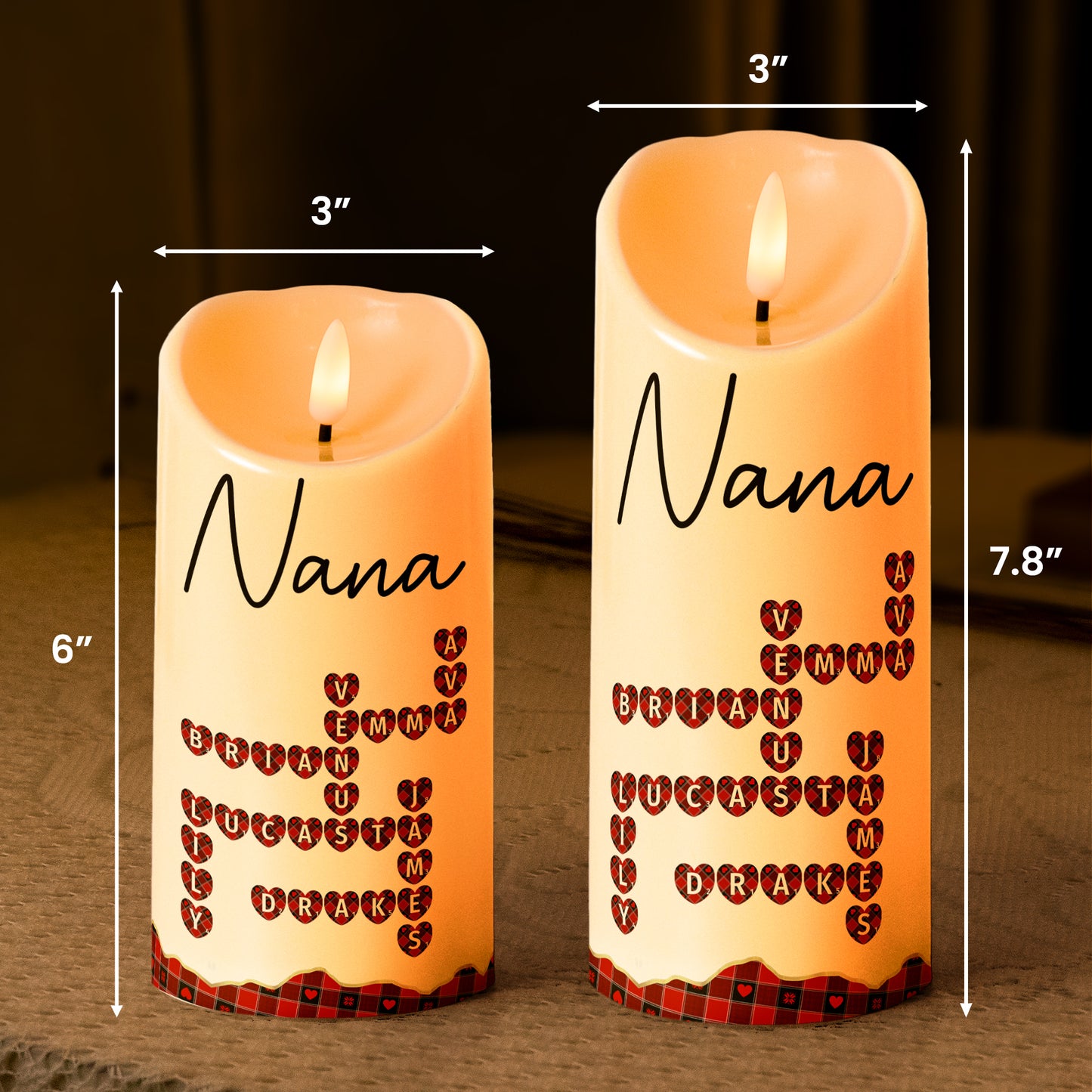 Nana, Mom, Family Together Scrabble Name - Personalized LED Candle