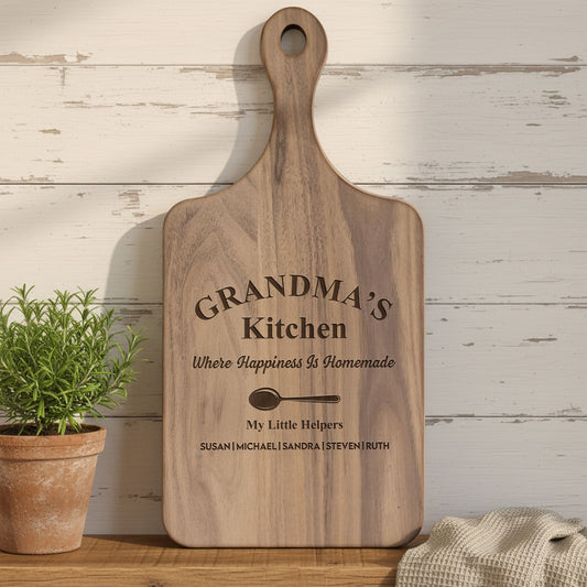 Nana's Kitchen Where Happiness Is Homemade - Personalized Paddle Cutting Board