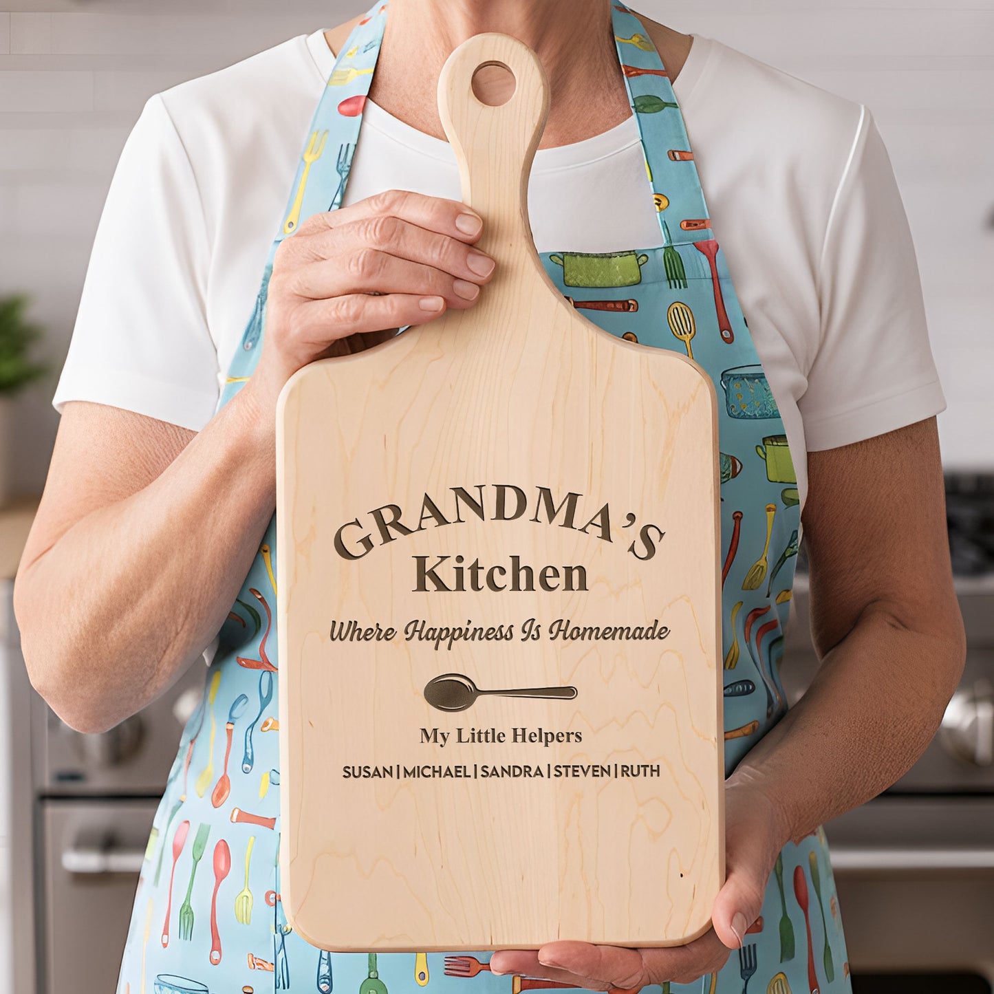 Nana's Kitchen Where Happiness Is Homemade - Personalized Paddle Cutting Board