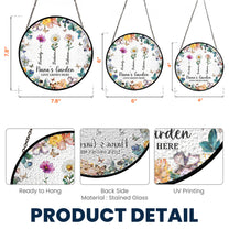 Nana's Garden Custom Names & Birth Flowers - Personalized Stained Glass Window Hanging Suncatcher