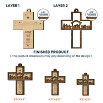 Nativity Cross Scripture Christmas Decoration - Wooden Ornament