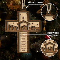 Nativity Cross Scripture Christmas Decoration - Wooden Ornament