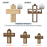 Nativity Cross Scripture Christmas Decoration - Personalized Wooden Ornament