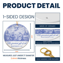 Nativity Scene Blue Toile De Jouy Christmas Holy Family - Ceramic Ornament