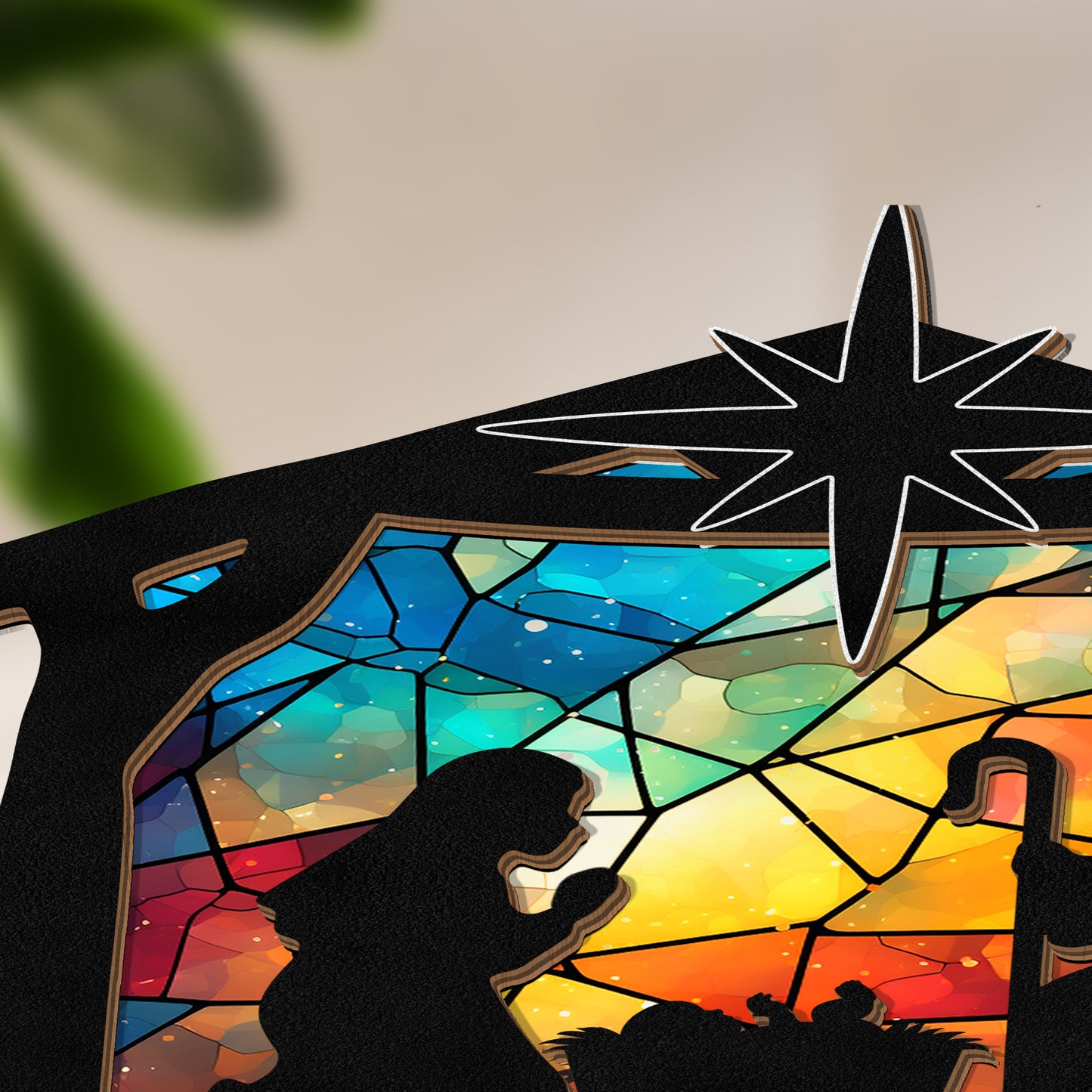 Nativity Scene Christmas Holy Family - Personalized Wood And Acrylic Night Light