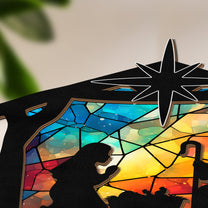 Nativity Scene Christmas Holy Family - Personalized Wood And Acrylic Night Light