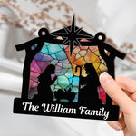 Nativity Scene Christmas Holy Night - Personalized Window Hanging Suncatcher Ornament
