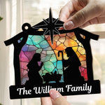 Nativity Scene Christmas Holy Night - Personalized Window Hanging Suncatcher Ornament