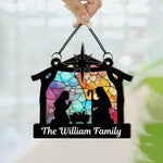 Nativity Scene Christmas Holy Night - Personalized Window Hanging Suncatcher Ornament