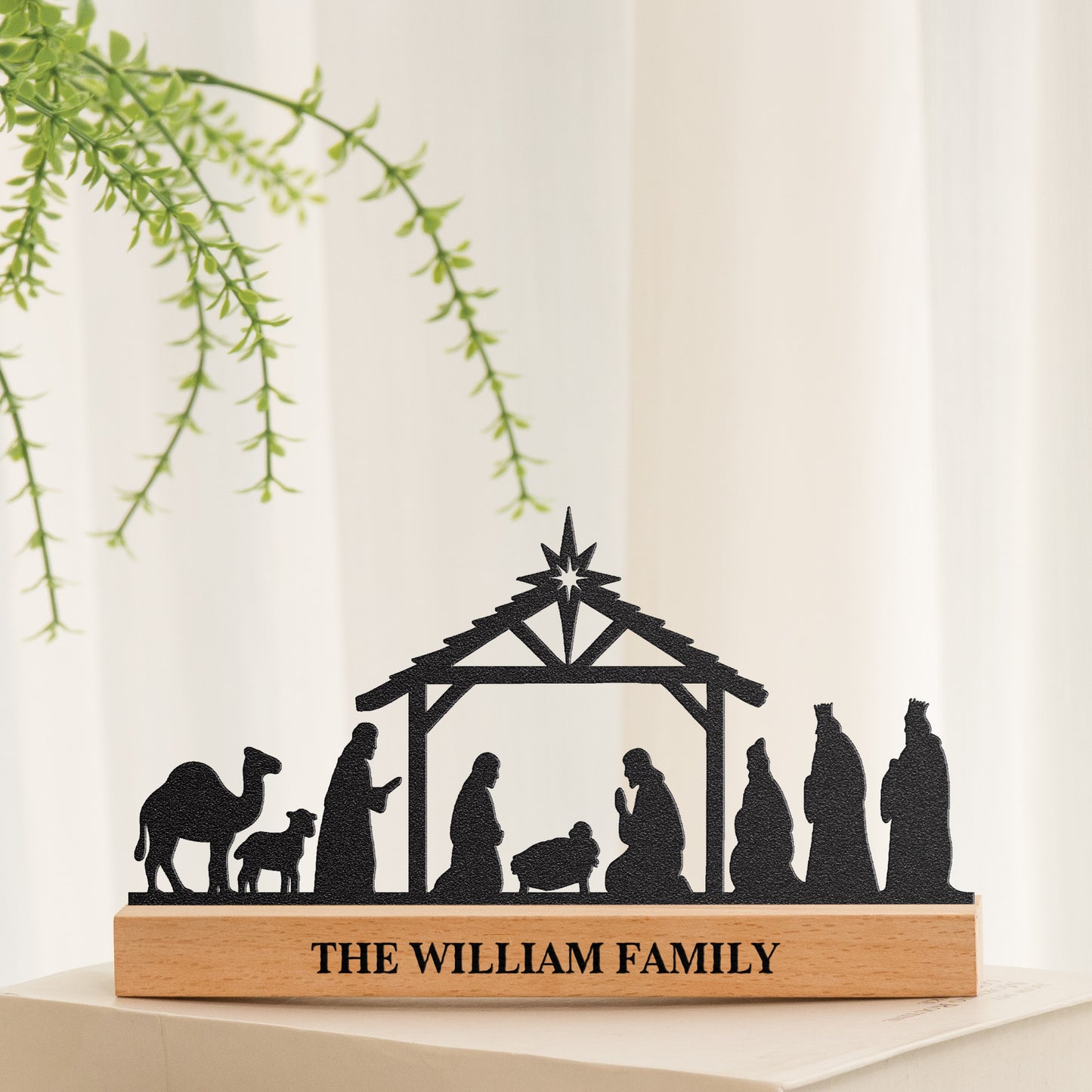 Nativity Scene For Christmas Decorations - Personalized Metal Desk Silhouette Sculpture