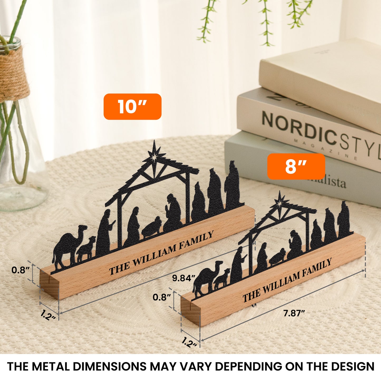 Nativity Scene For Christmas Decorations - Personalized Metal Desk Silhouette Sculpture