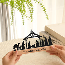 Nativity Scene For Christmas Decorations - Personalized Metal Desk Silhouette Sculpture