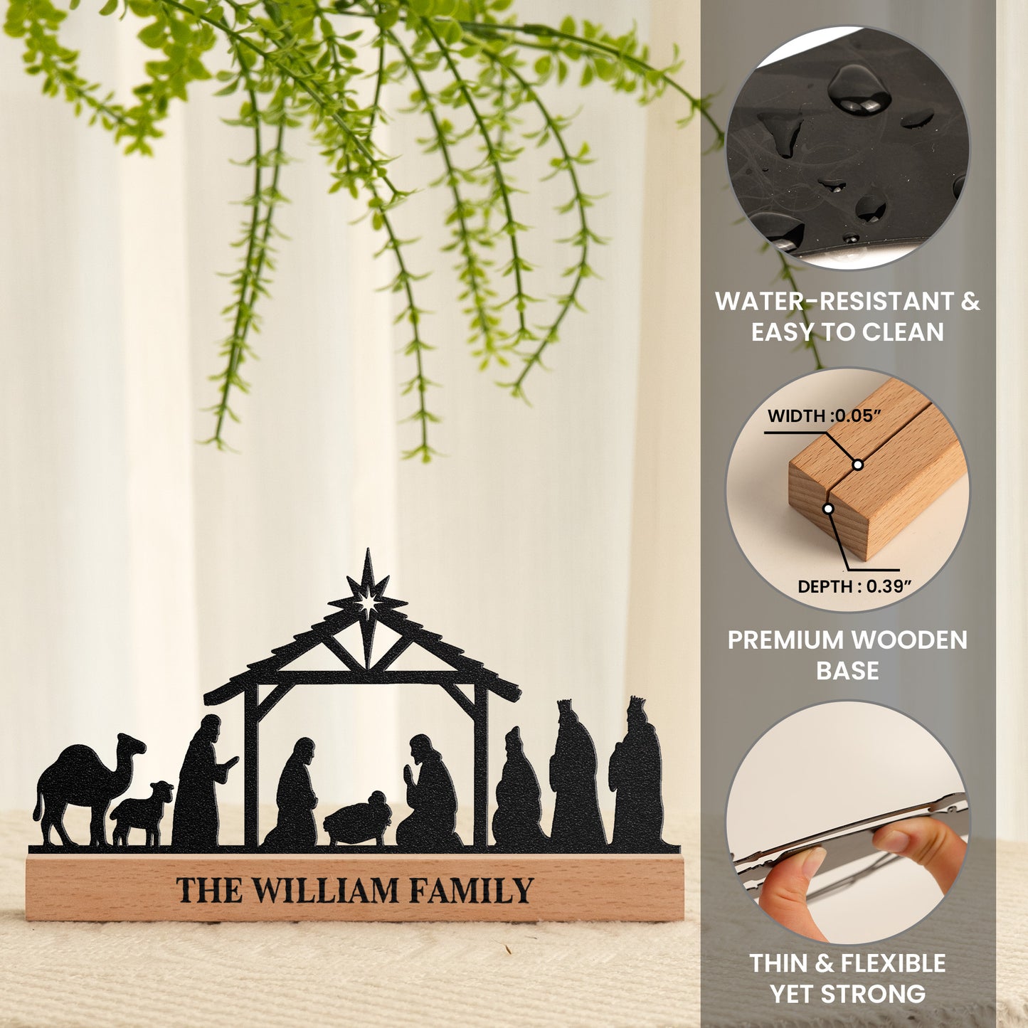 Nativity Scene For Christmas Decorations - Personalized Metal Desk Silhouette Sculpture
